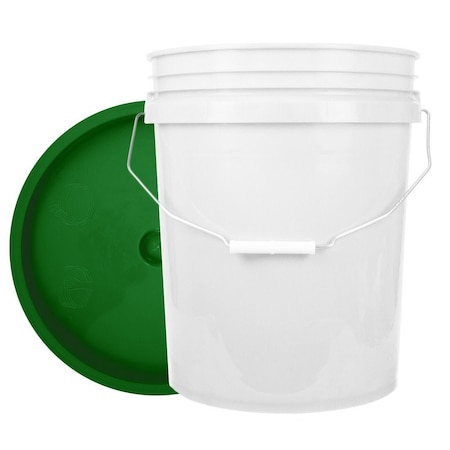 World Enterprises Bucket, 12 in H, White and Green 5WHT,345GRN